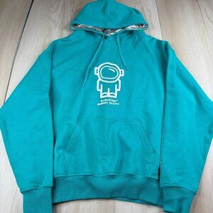 Jeremy Scott Mens Turquoise Blue Spoiled Child The Explorer Pullover Hoodie Sz L